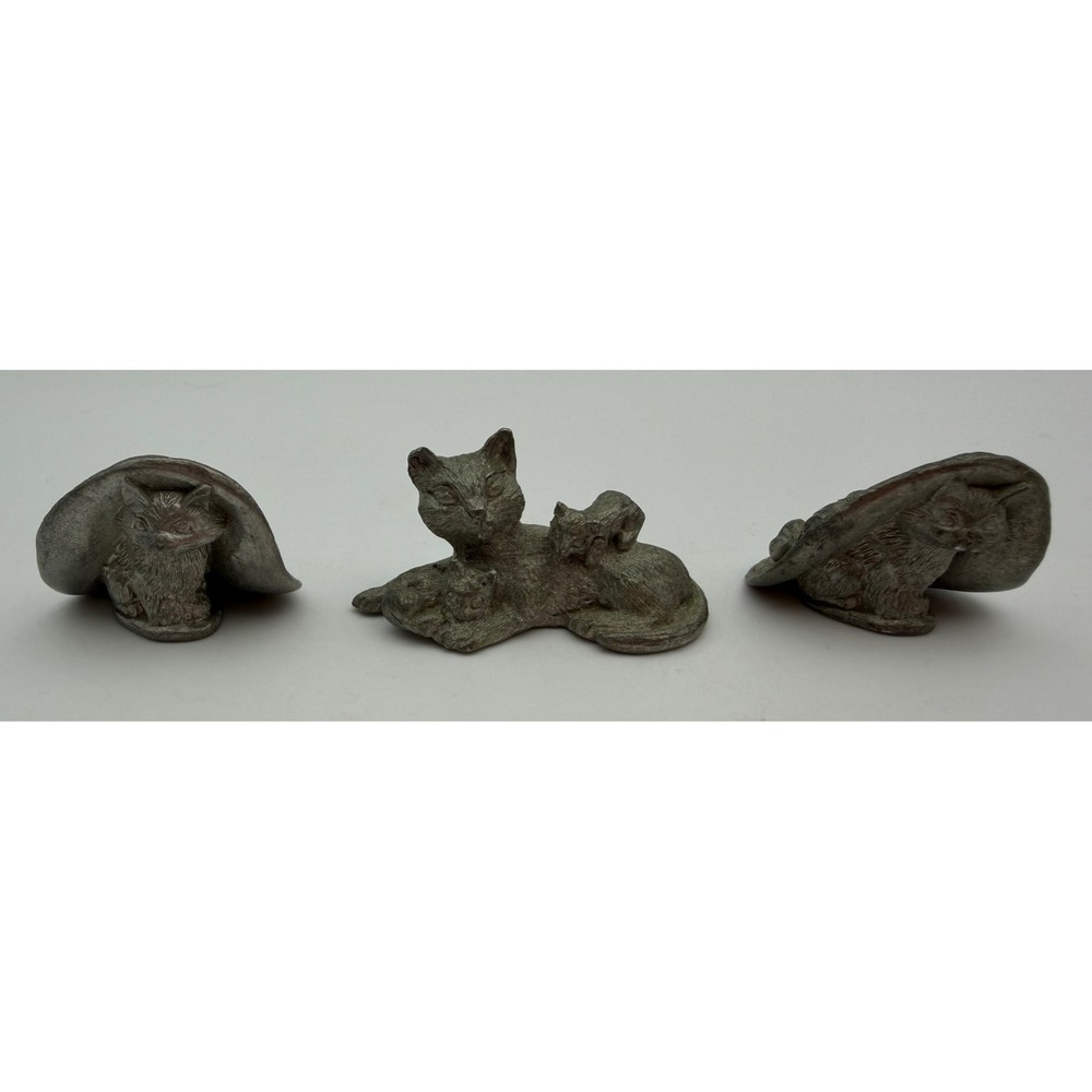 Spoon Spoontiques Pewter Cat Figurines Set of 3 Vintage 1981 P182 PP1239